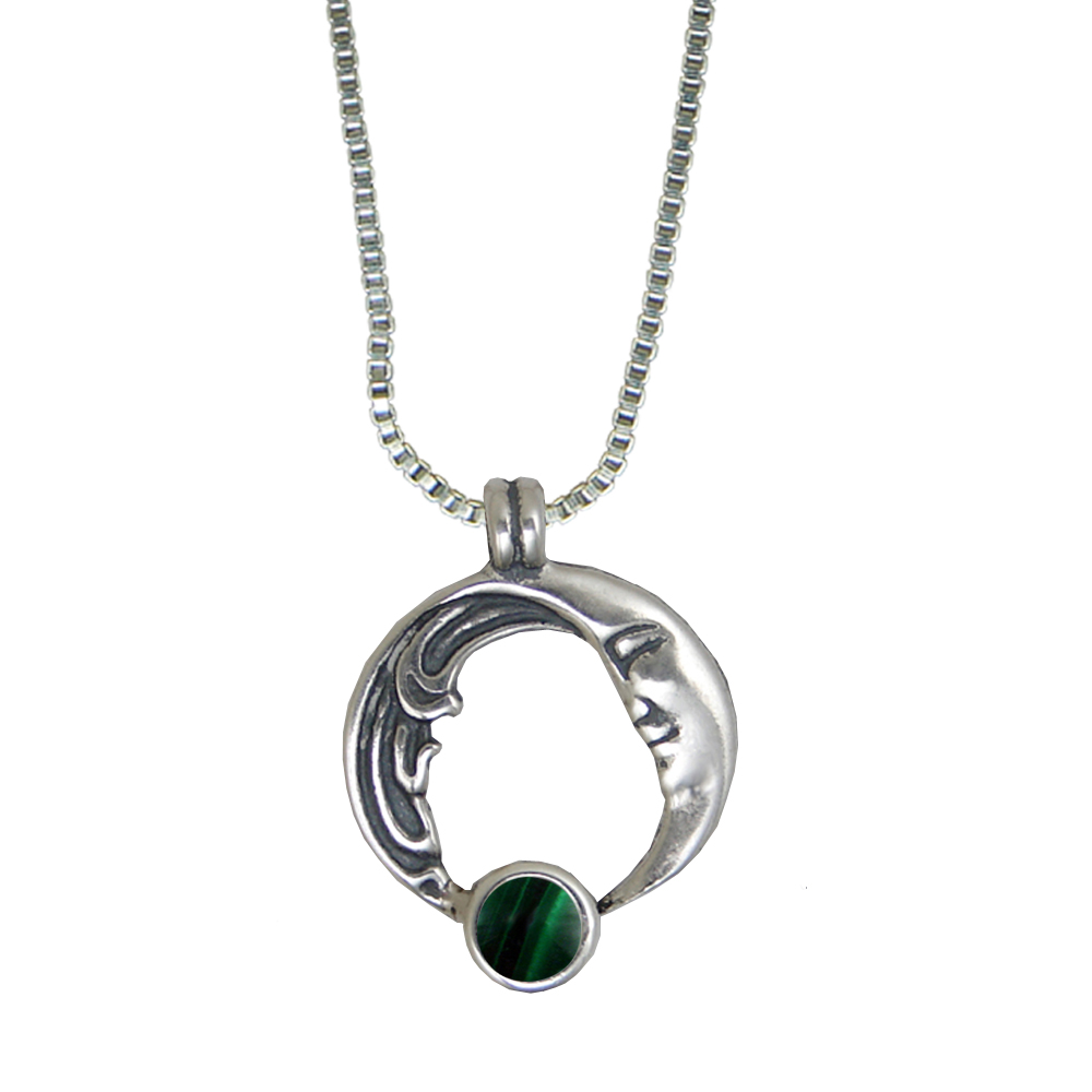 Sterling Silver Moon And Tides Pendant With Malachite